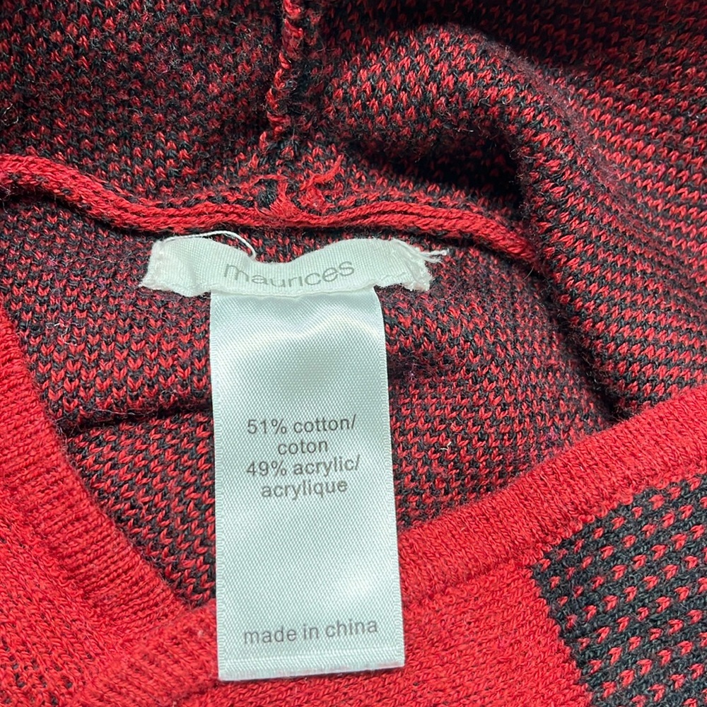 Poncho, Buffalo Plaid, One Size, Warm, Knitted, Fall, Winter, Hooded, Cape - Picture 3 of 3
